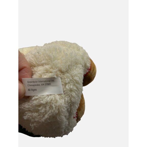 Greenbrier Christmas Holiday Teddy Bear Beige Tan Green Scarf 9" Plush Stuffed A - Picture 6 of 7